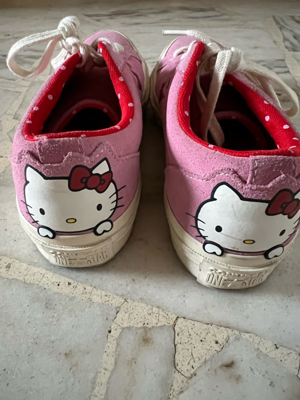 Pink suede Converse Hello Kitty collab shoes size women’s 8.5